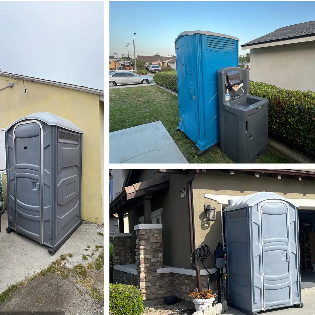 Porta potties placed beside homes