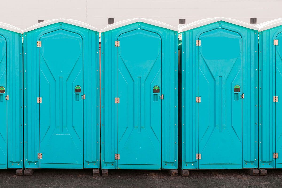 Industrial portable restroom units at a plant in Grand Island, Nebraska