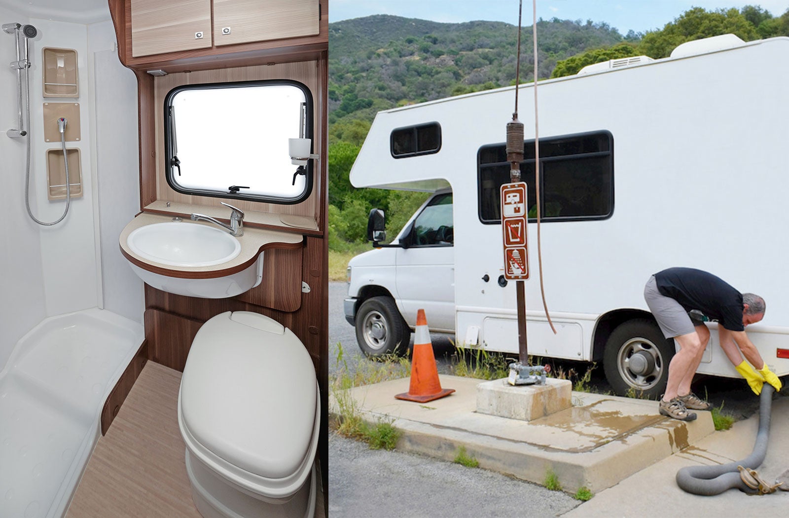 Portable RV/camper toilet and holding tank setup in Grand Island, Nebraska